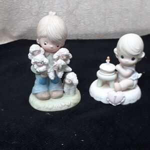 Precious Moments /Homco -First Birthday Boy & boy with sheep